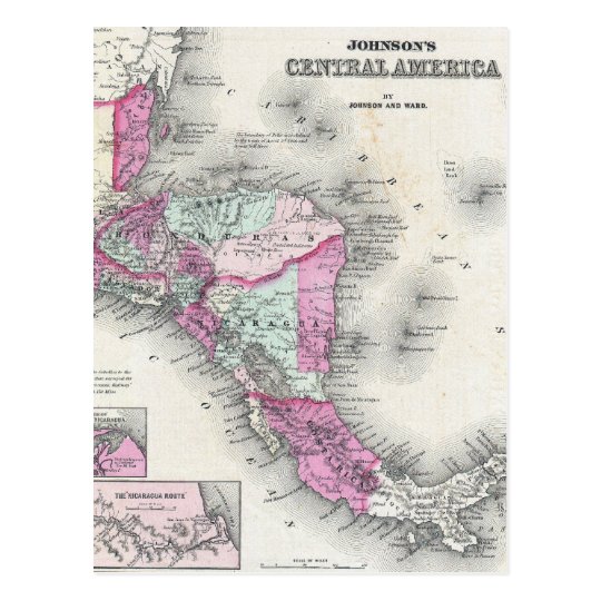 Vintage Map of Central America (1864) Postcard