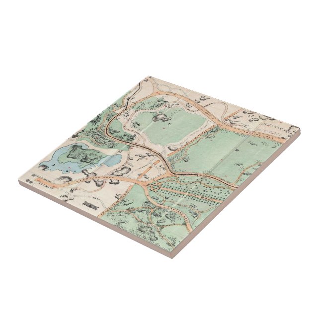 Vintage Map of Central Park (1860) Ceramic Tile (Side)