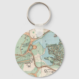 Vintage Map of Central Park (1860) Key Ring