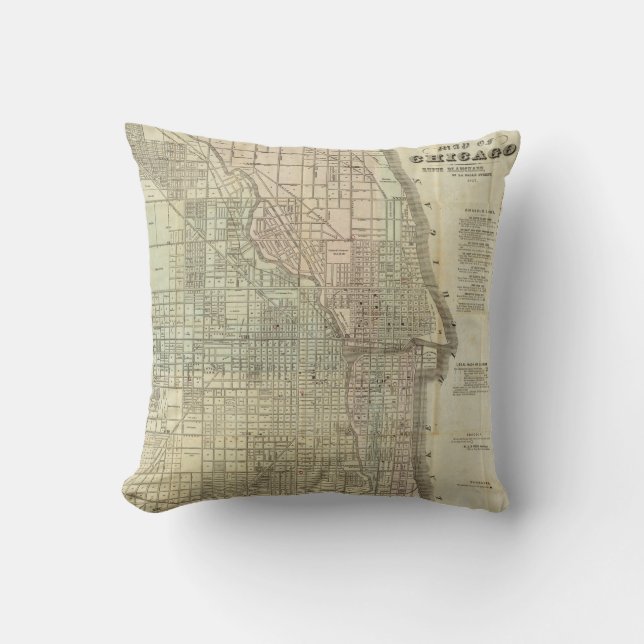 Vintage Map of Chicago (1857) Cushion (Front)