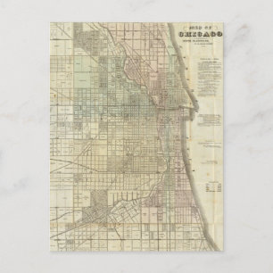 Vintage Map of Chicago (1857) Postcard