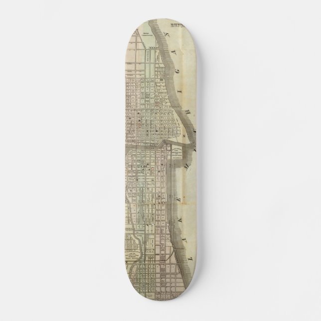 Vintage Map of Chicago (1857) Skateboard (Front)