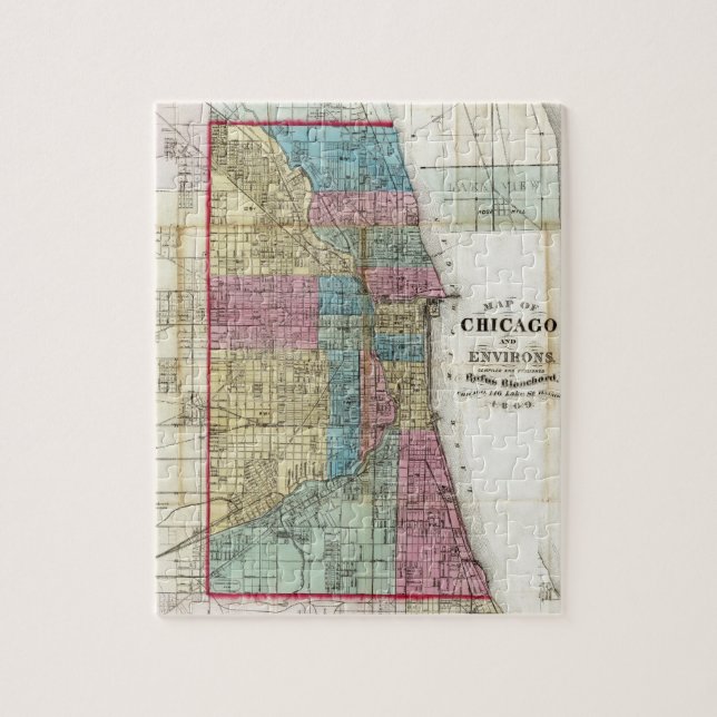Vintage Map of Chicago (1869) Jigsaw Puzzle (Vertical)