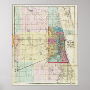 Vintage Map of Chicago (1869) Poster