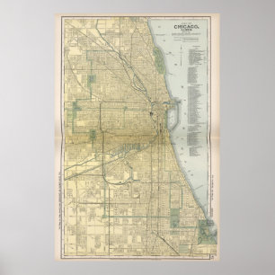 Vintage Map of Chicago (1891) Poster