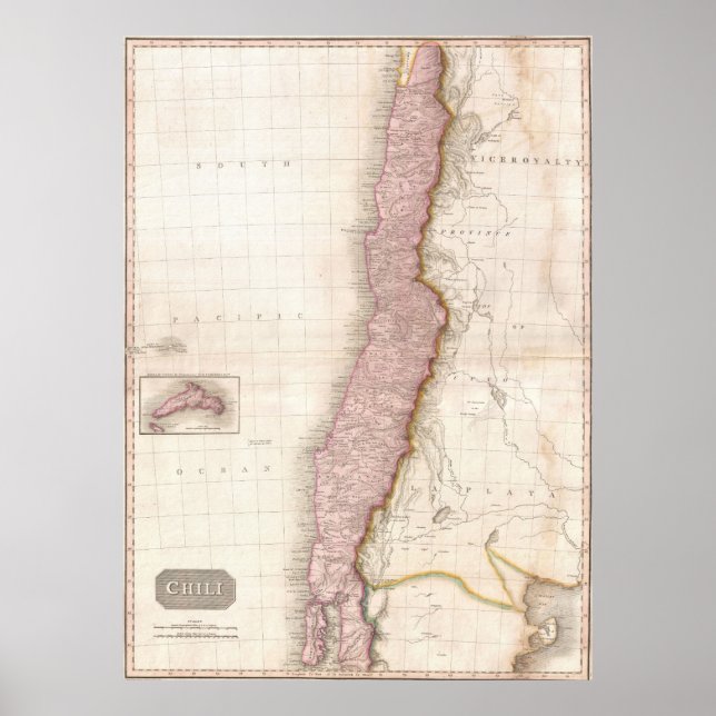Vintage Map of Chile (1818) Poster (Front)