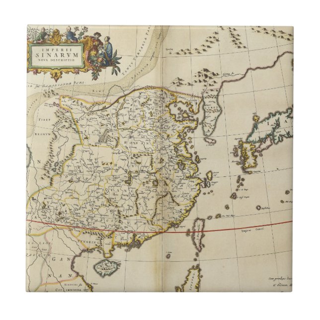 Vintage Map of China | 1662 Ceramic Tile (Front)