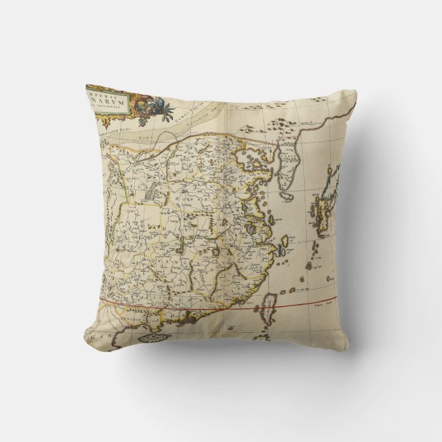 Vintage Map of China | 1662 Cushion (Front)