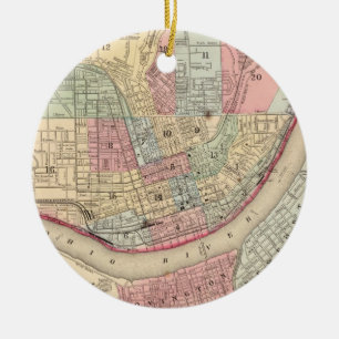Vintage Map of Cincinnati (1780) Ceramic Tree Decoration