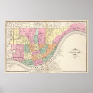 Vintage Map of Cincinnati OH (1872) Poster