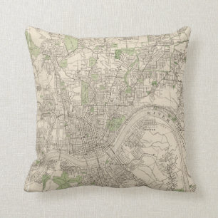 Vintage Map of Cincinnati Ohio (1915) Cushion