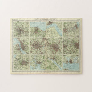 Vintage Map of Cities of England & Scotland (1922) Jigsaw Puzzle
