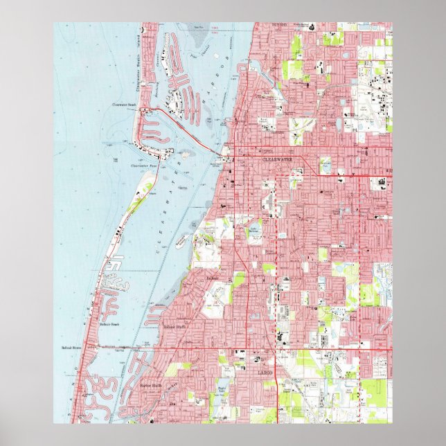 Vintage Map of Clearwater Florida (1974) Poster (Front)