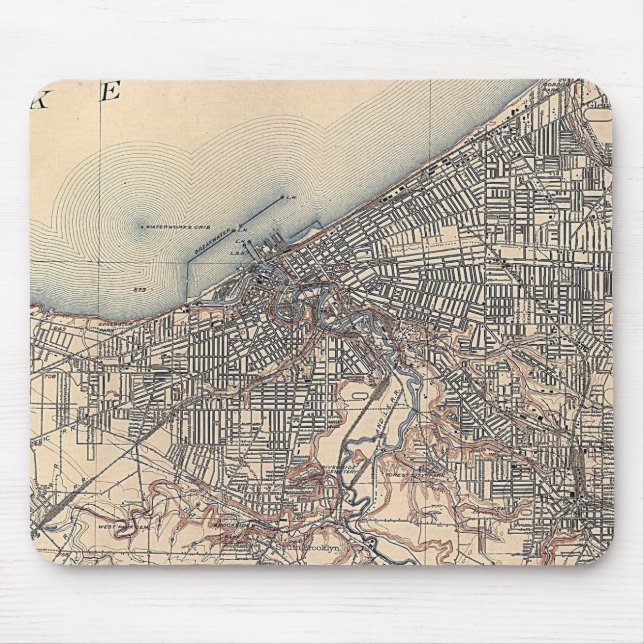 Vintage Map of Cleveland (1904) Mouse Pad (Front)