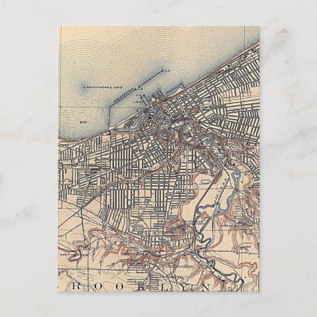 Vintage Map of Cleveland (1904) Postcard (Front)