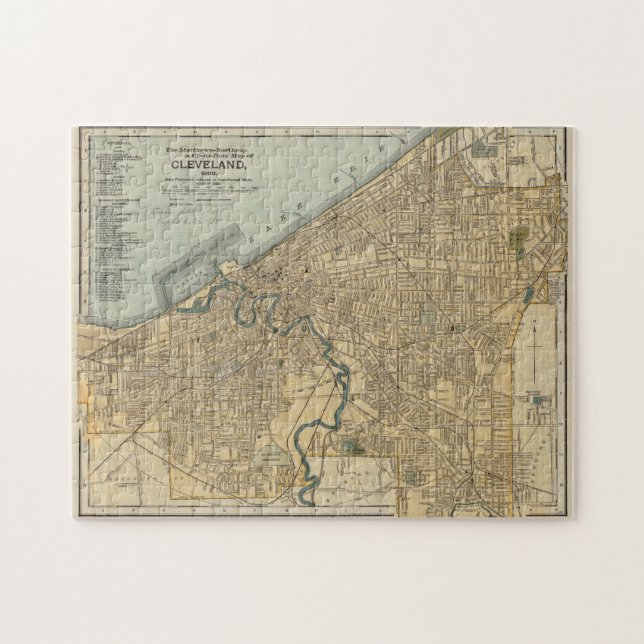 Vintage Map of Cleveland OH (1894) Jigsaw Puzzle (Horizontal)