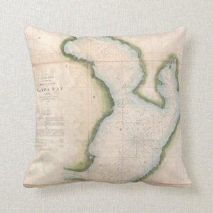 Vintage Map of Coastal Tampa Bay (1855) Cushion