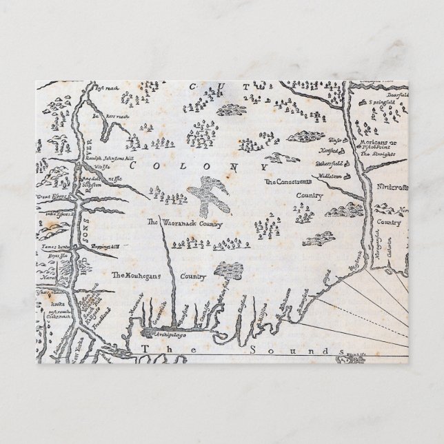 Vintage Map of Connecticut Postcard (Front)