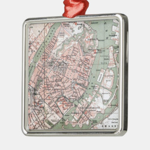 Vintage Map of Copenhagen Denmark (1888) Metal Ornament