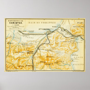 Vintage Map of Corinth Greece (1894) Poster