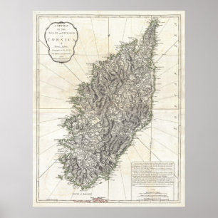 Vintage Map of Corsica (1794) Poster