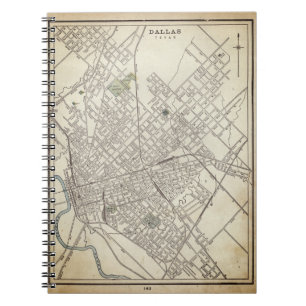 Vintage map of Dallas, TX (1890) Notebook