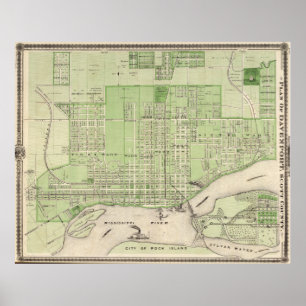 Vintage Map of Davenport Iowa (1875) Poster