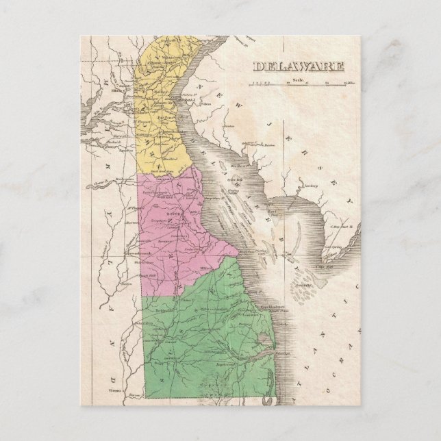 Vintage Map of Delaware (1827) Postcard (Front)