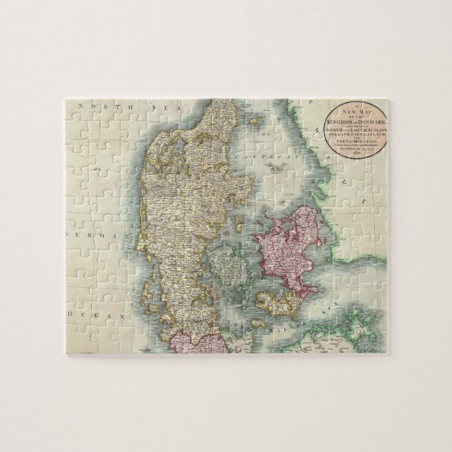Vintage Map of Denmark (1801) Jigsaw Puzzle (Horizontal)