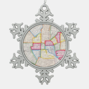 Vintage Map of Downtown Baltimore (1860) Snowflake Pewter Christmas Ornament