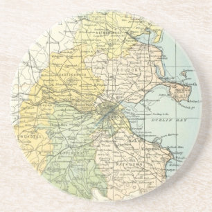 Vintage Map of Dublin and Surrounding Areas (1900) Coaster