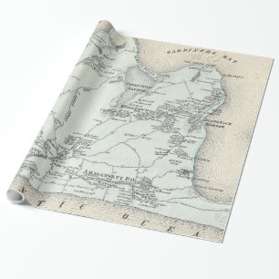 Vintage Map of East Hampton New York (1873) Wrapping Paper