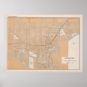 Vintage Map of Edmonton Canada (1915) Poster