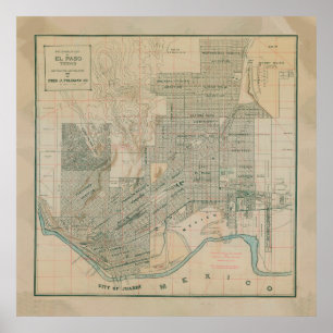 Vintage Map of El Paso TX (1914) Poster