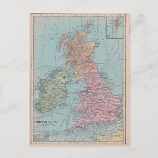Vintage Map of England Postcard
