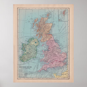 Vintage Map of England Poster