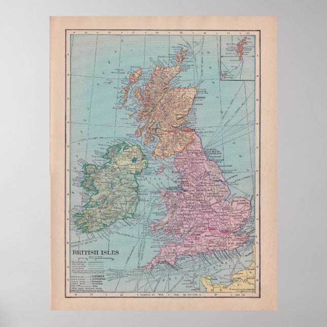 Vintage Map of England Poster (Front)