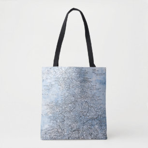 Vintage Map of England & Wales Travel Gift Tote Bag