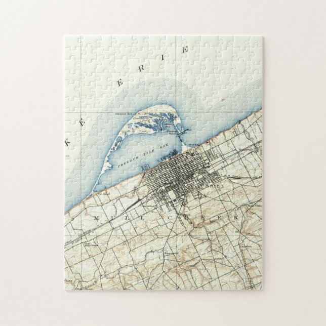 Vintage Map of Erie Pennsylvania (1899) Jigsaw Puzzle (Vertical)