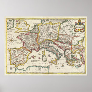Vintage Map of Europe, 1657 Poster