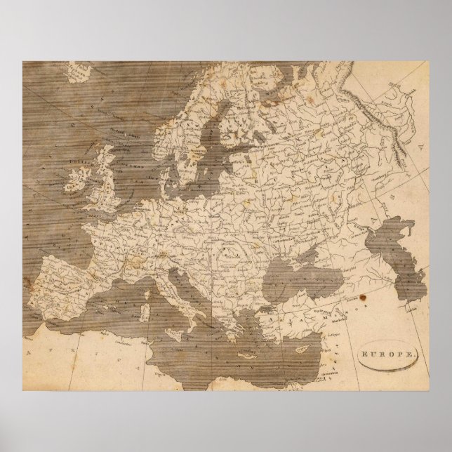 Vintage Map of Europe (1804) Poster (Front)