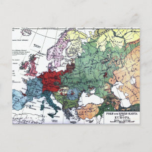Vintage Map of Europe 1876 Postcard