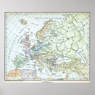 Vintage Map of Europe (1899) Poster