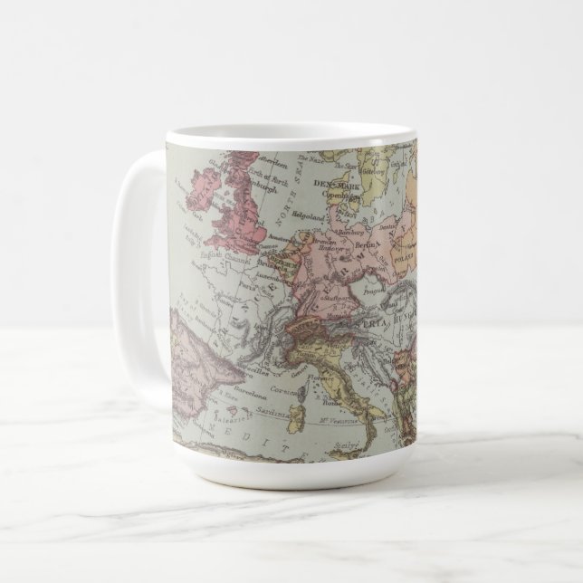 Vintage Map of Europe Coffee Mug (Front Left)