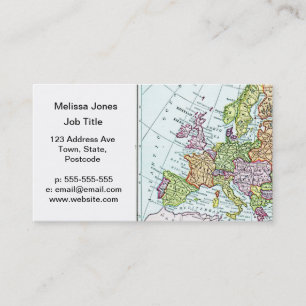 Vintage map of Europe colourful pastels Business Card