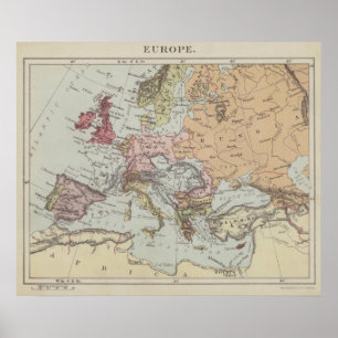 Vintage Map of Europe Poster