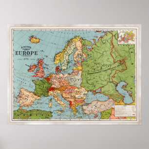 Vintage Map of Europe Poster