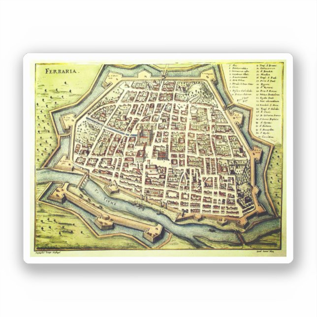 Vintage map of Ferrara, ITALY (Front)