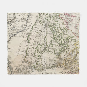 Vintage Map of Finland (1740s) Fleece Blanket