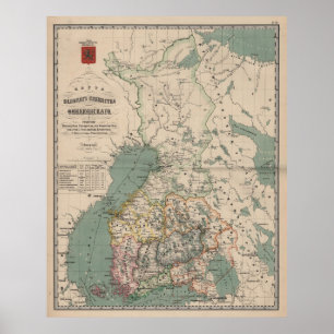 Vintage Map of Finland (1860) Poster